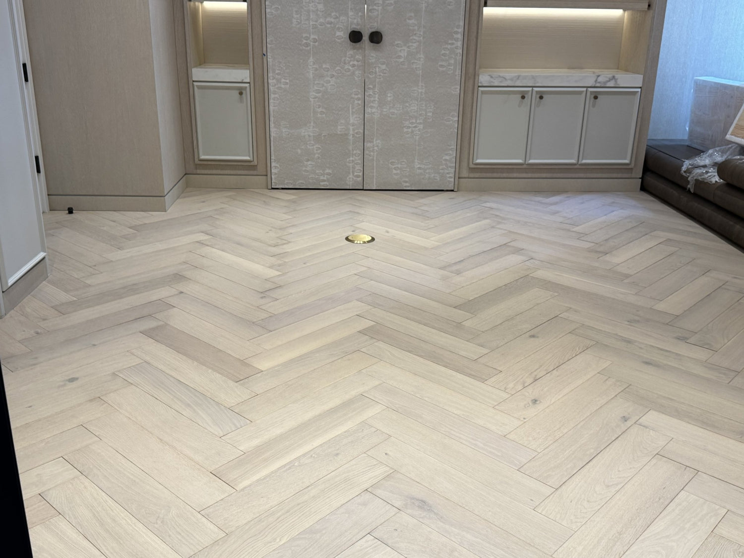 showcase of herringbone floor installed in miami beach by florida hardwood floors