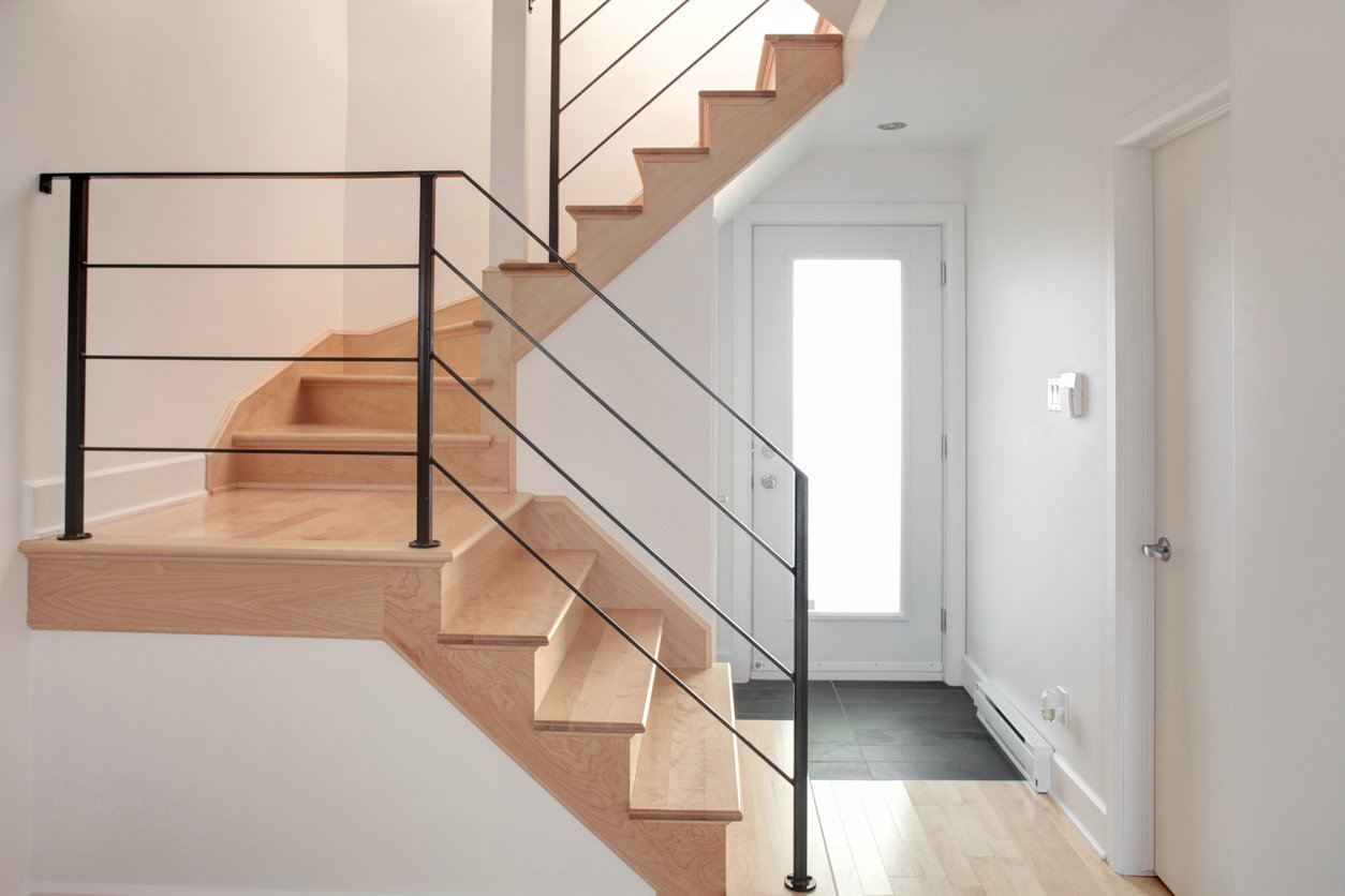 Wood Stair installation in Miramar ,FL. Engineered wood installed by Florida Hardwood FLoors