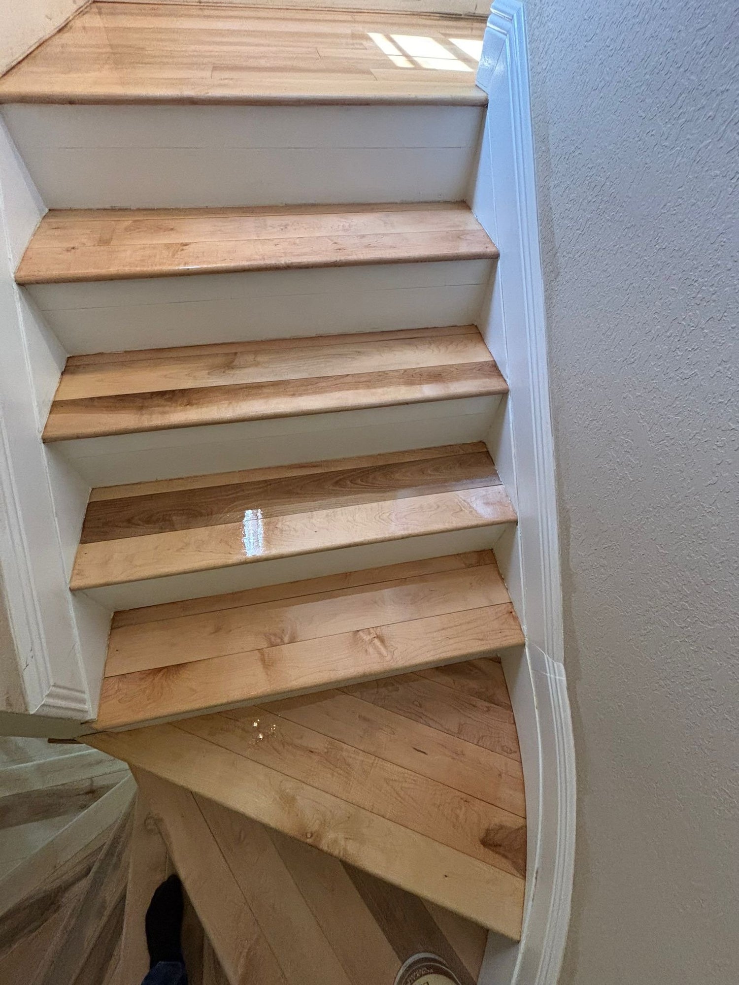Refinished hardwood stair flooring in coconut creek residence